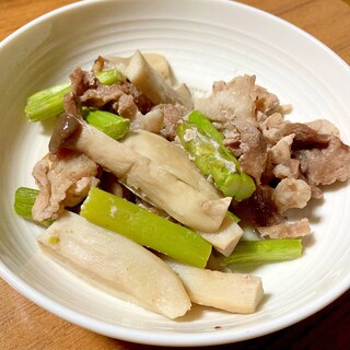 コンロ不要！豚肉とアスパラとエリンギのレンジ蒸し